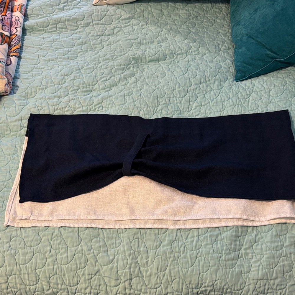 Set of 3 Navy and White Window Valances